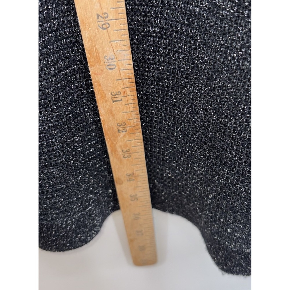 Eileen Fisher Black Metallic Long Open‎ Cardigan Sweater Merino Wool Medium - Picture 4 of 7